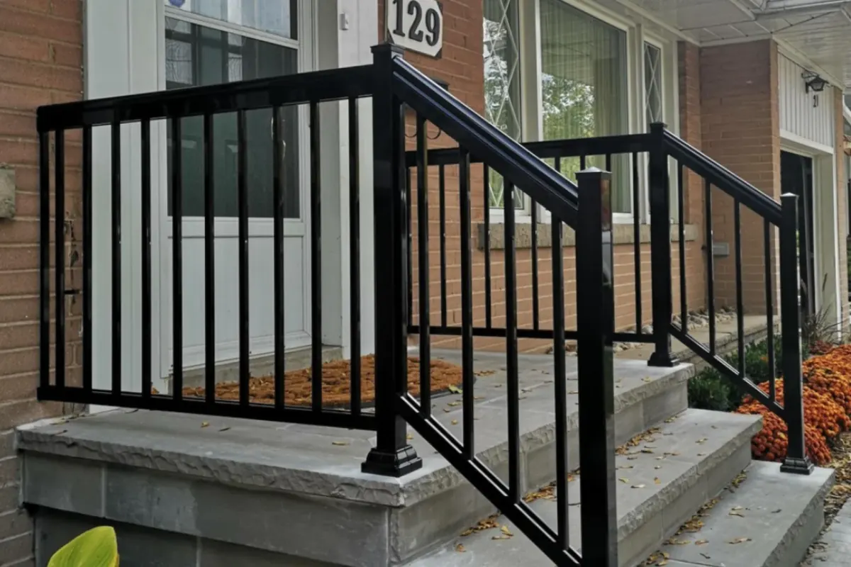 Black aluminum picket porch railing in Markham